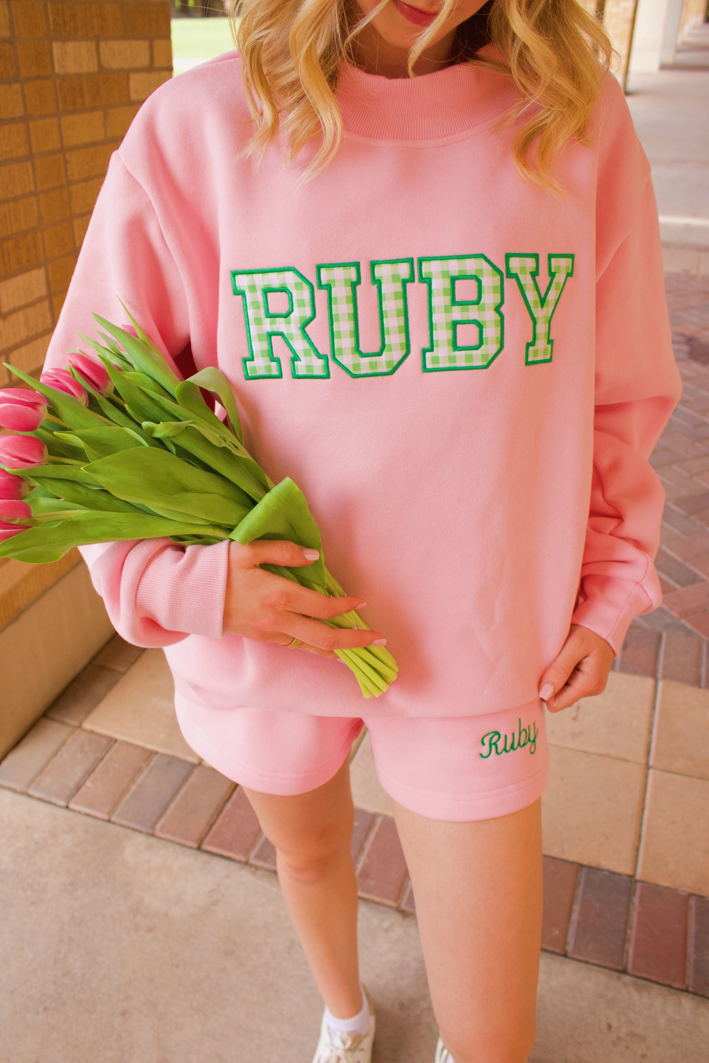 Pink Ruby Girl Mock Neck sweatshirt